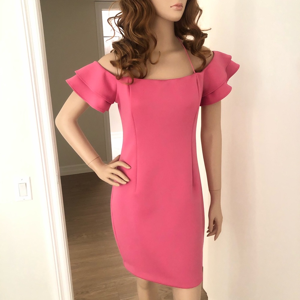 Guess Pink Ruffle Off the Shoulder Party Dress